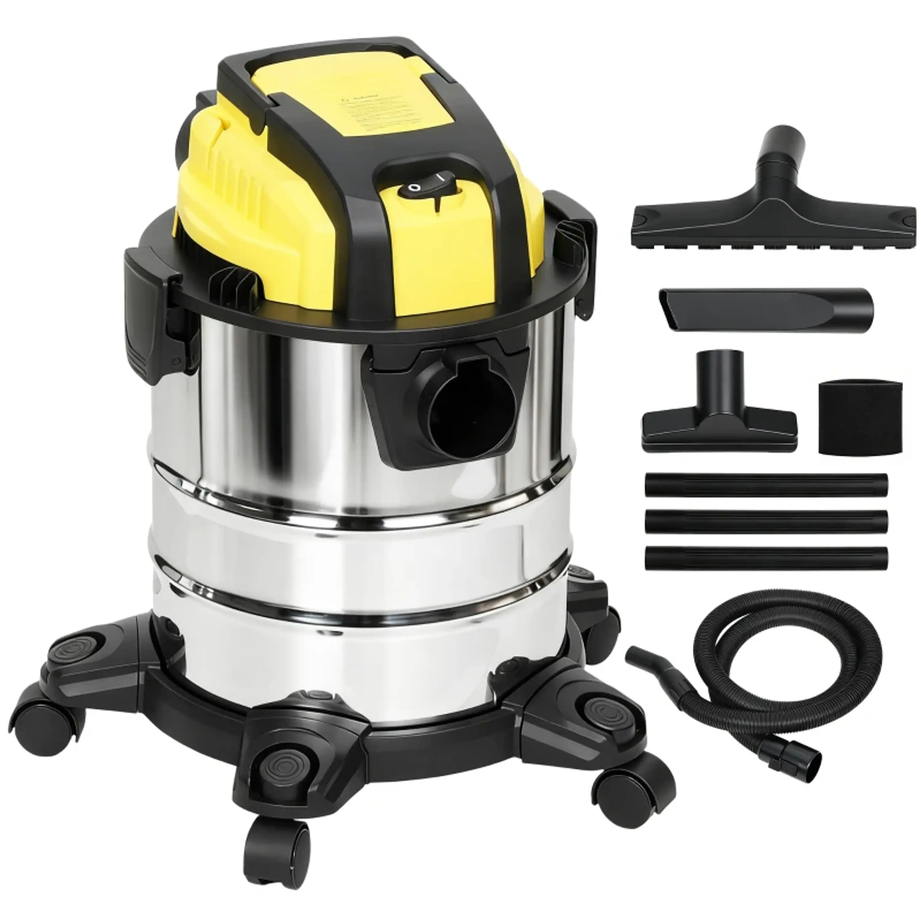 Aspirador Seco e Húmido 3 em 1 1200W com Função de Soprador Mangueira 2 m Depósito 20L Triplo Filtro 48x48x48,5 cm  1