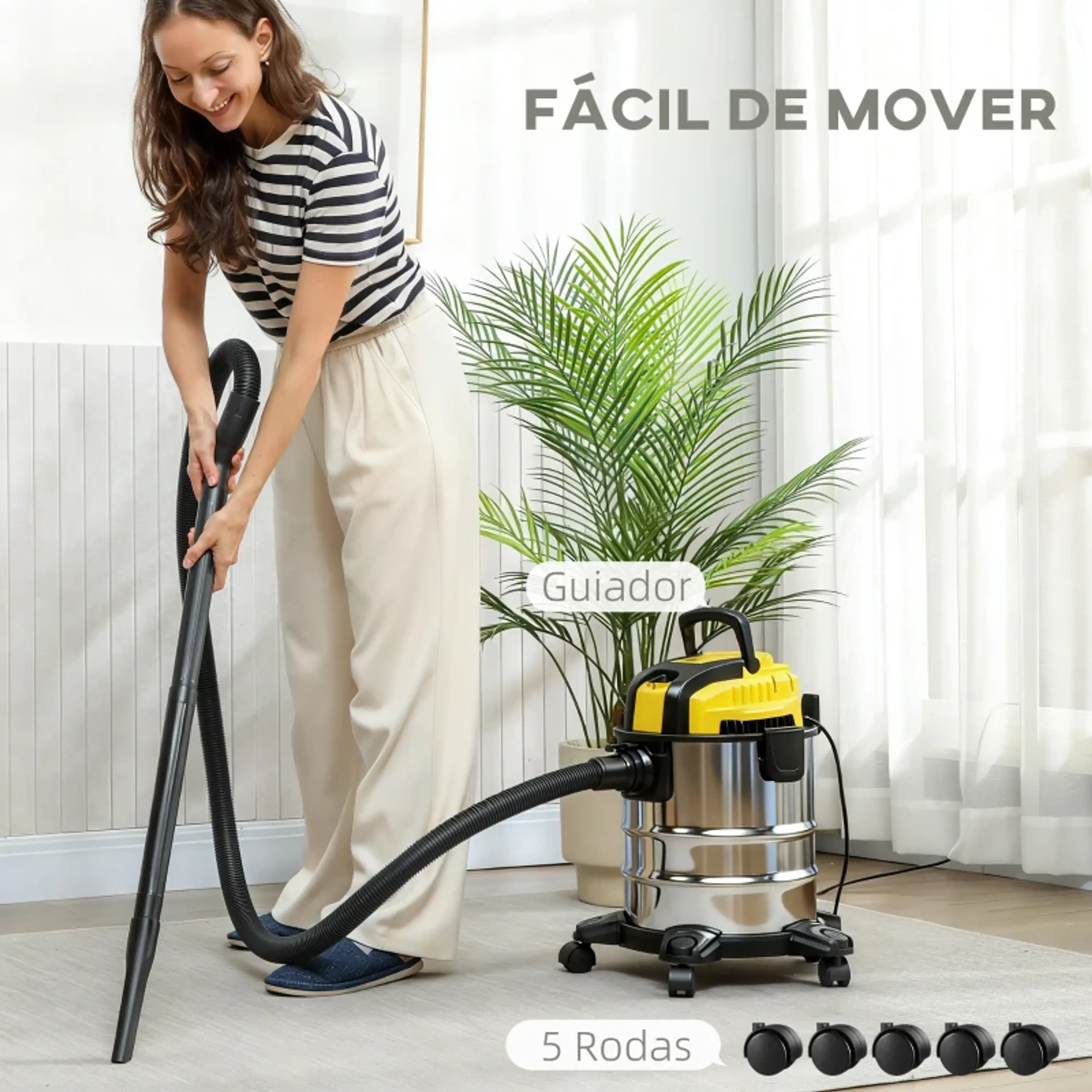 Aspirador Seco e Húmido 3 em 1 1200W com Função de Soprador Mangueira 2 m Depósito 20L Triplo Filtro 48x48x48,5 cm  7
