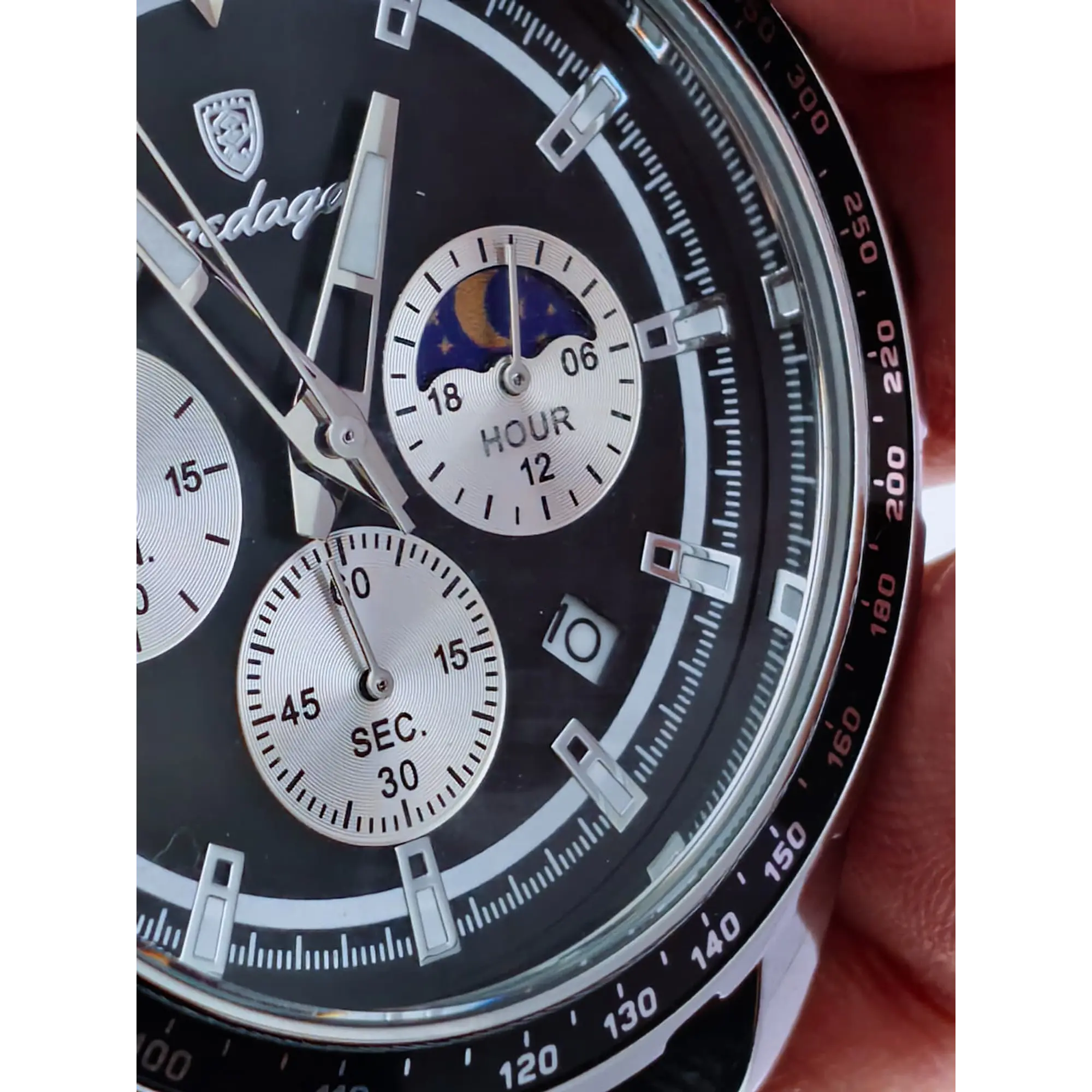 Relógio Chronograph Masculino Poedagar – Design Esportivo, Fase Lunar e Resistência à Água 3ATM 2