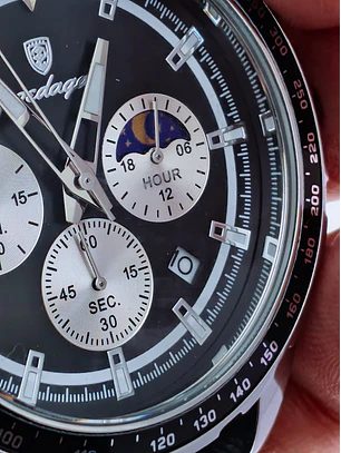 Relógio Chronograph Masculino Poedagar – Design Esportivo, Fase Lunar e Resistência à Água 3ATM