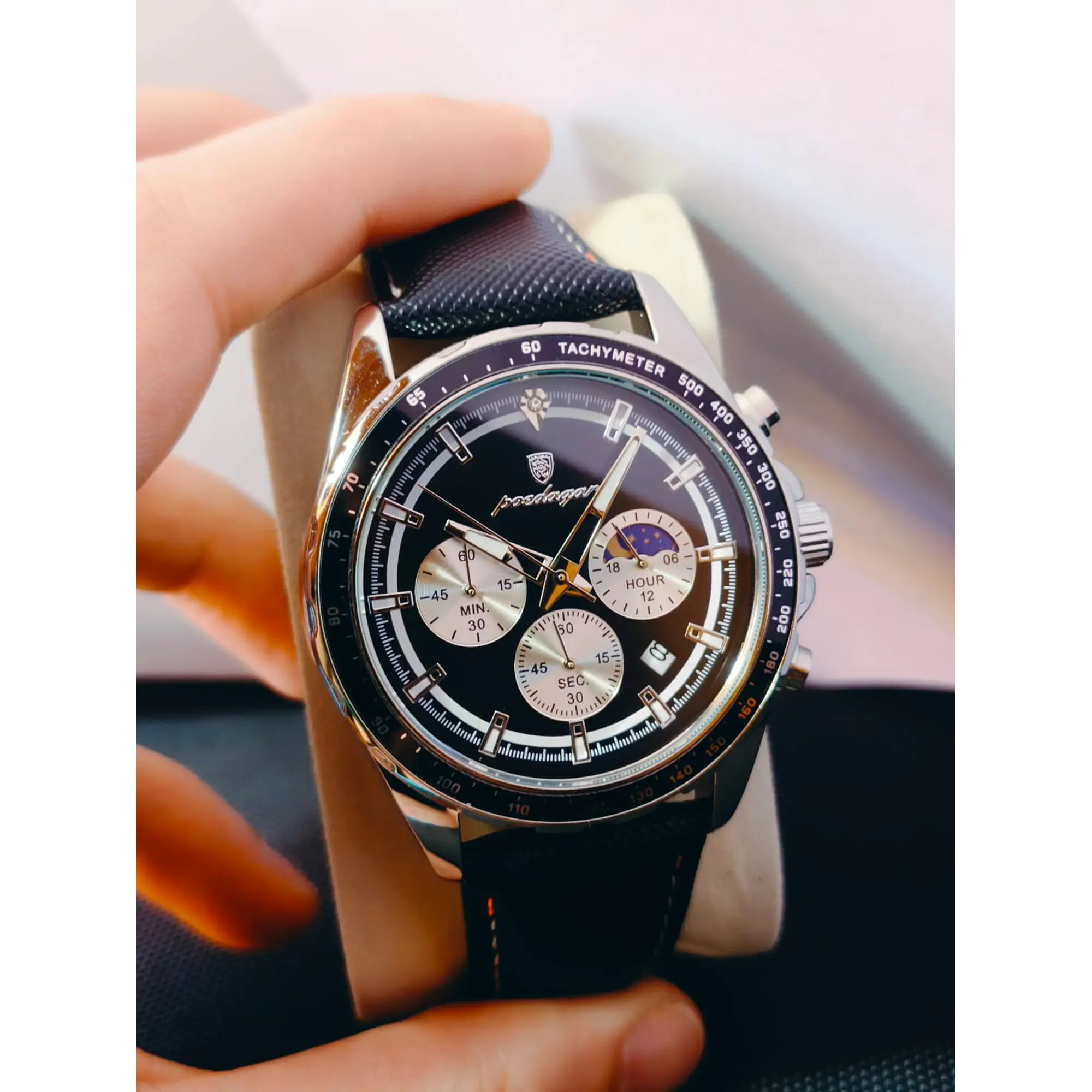 Relógio Chronograph Masculino Poedagar – Design Esportivo, Fase Lunar e Resistência à Água 3ATM 1