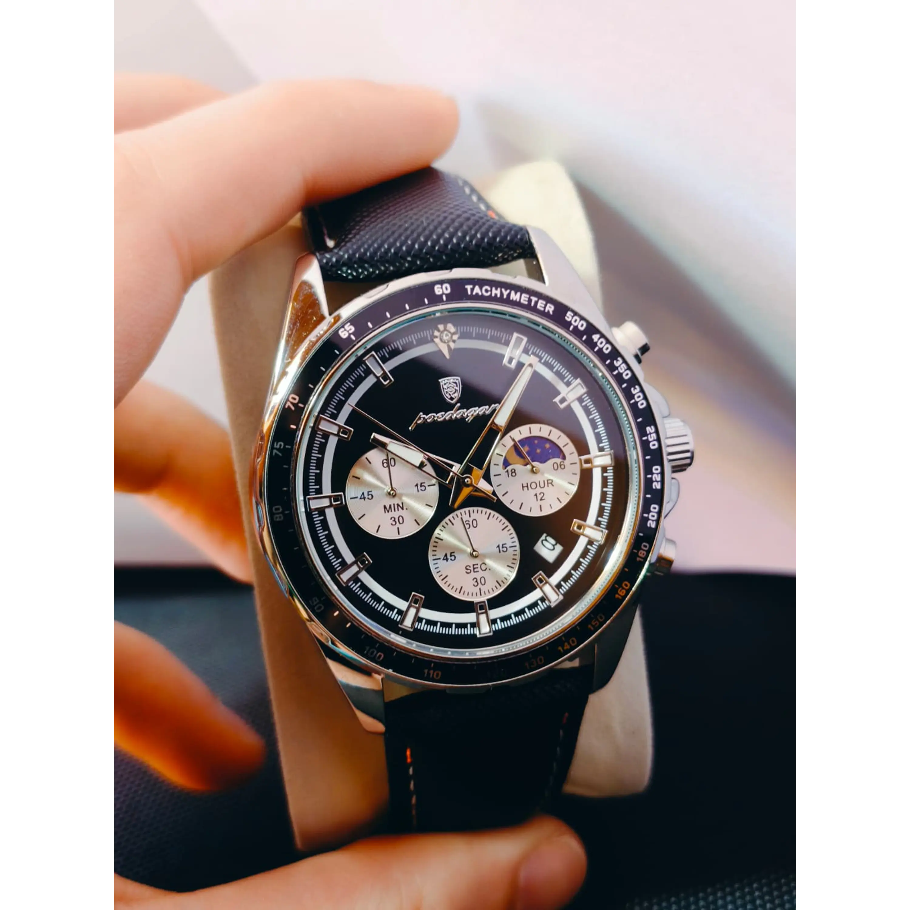 Relógio Chronograph Masculino Poedagar – Design Esportivo, Fase Lunar e Resistência à Água 3ATM 1