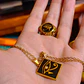 Eye of Horus Set: Necklace with Square Pendant + Mystic Gold Ring - thumbnail 3