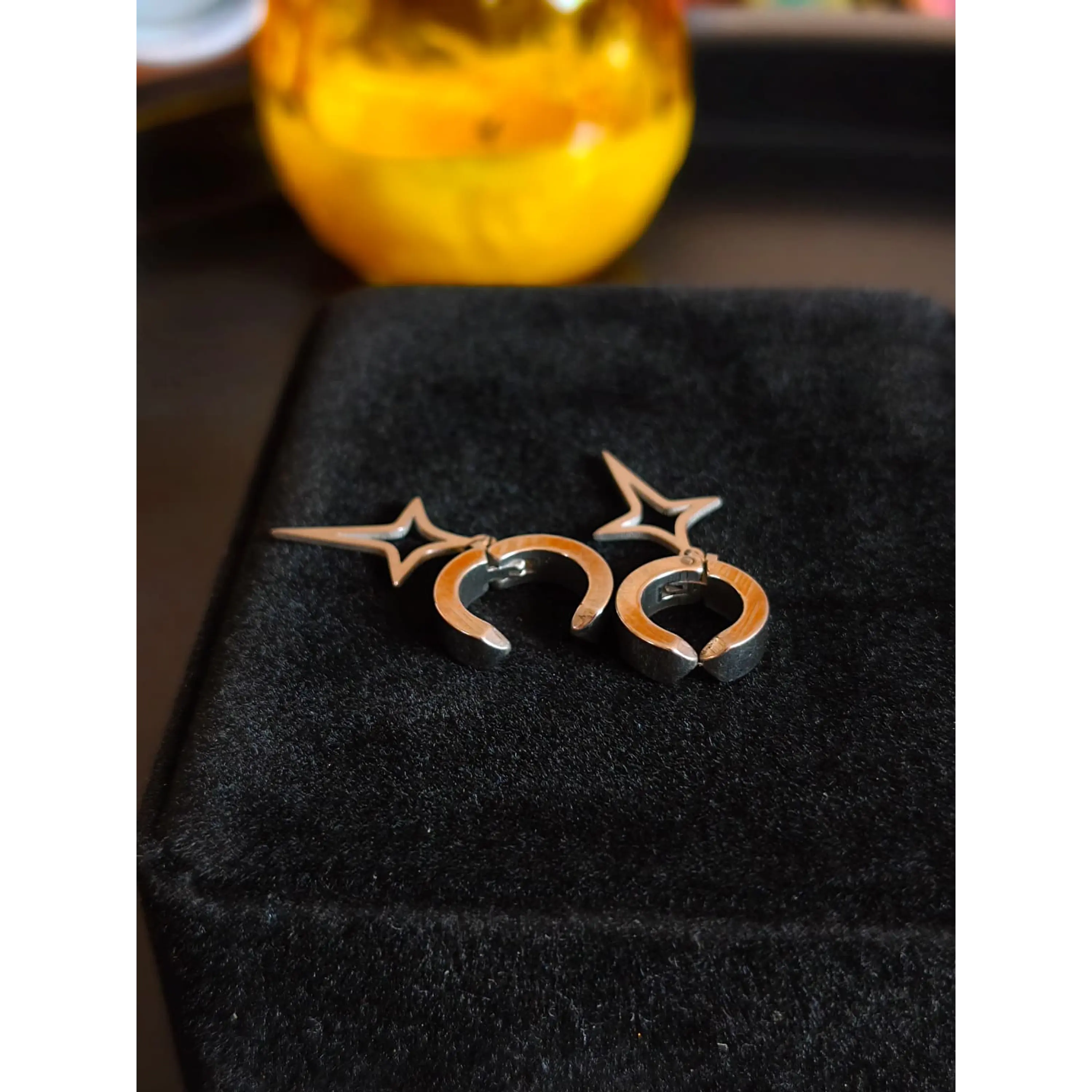 Stainless Steel 4-Point Star Clip-On Earrings (Pair) 1