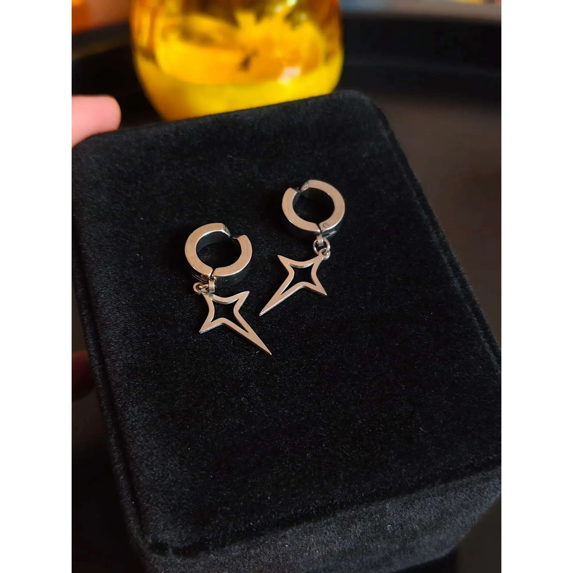 Stainless Steel 4-Point Star Clip-On Earrings (Pair) 6