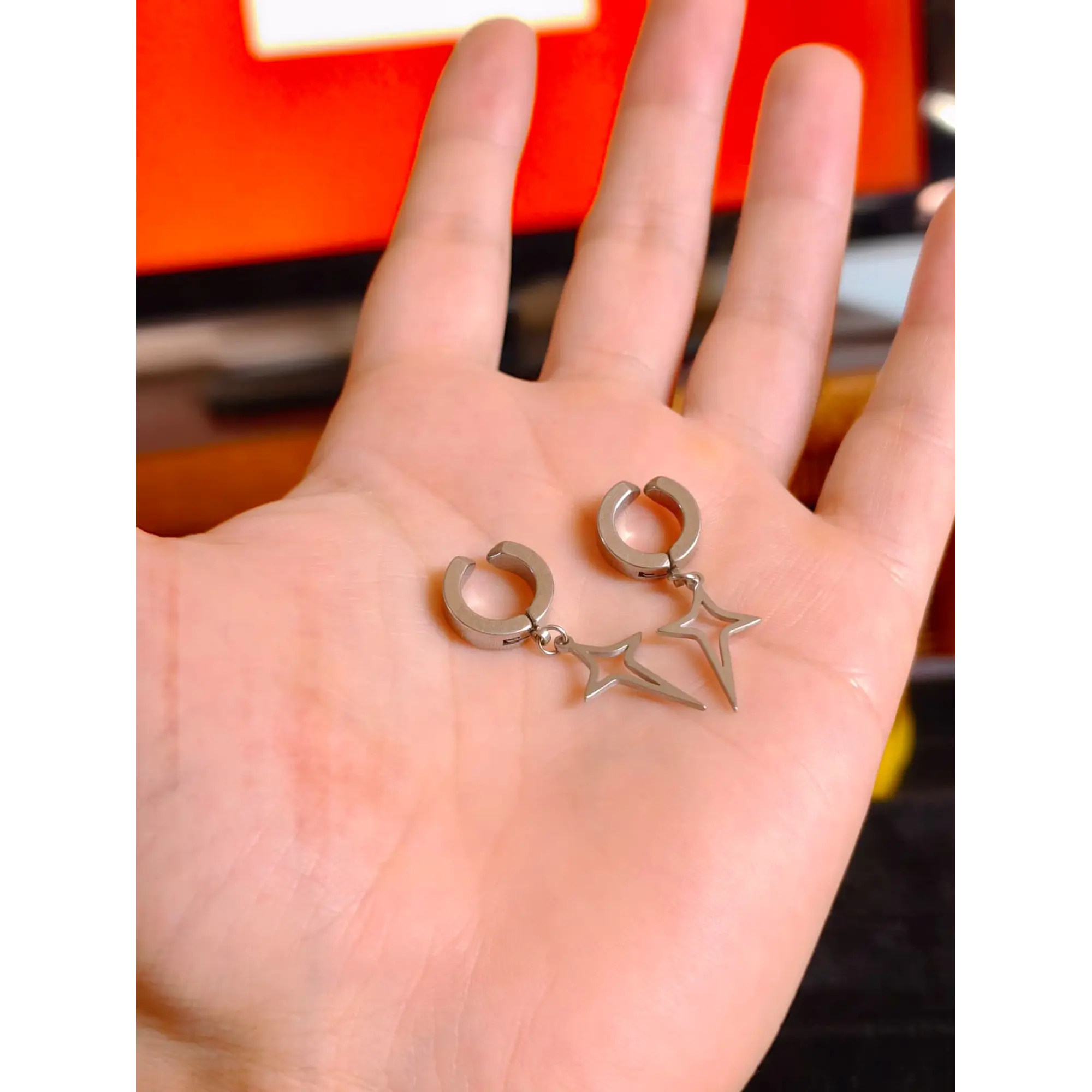 Stainless Steel 4-Point Star Clip-On Earrings (Pair) 7