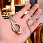 Collier double anneau pour homme avec gravures mystiques – Argent - vignette 2