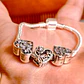 Pulseira prateada  com Contas de Coração e Mensagem 
