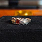 Bague ajustable argentée vieillie avec cristal rouge central - vignette 6