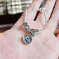 Pulseira de Prata com Charms Coração e Pendente Cristal Azul - Thumbnail 6