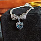 Pulseira de Prata com Charms Coração e Pendente Cristal Azul - Thumbnail 4