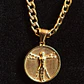 Collier avec médaille de l'Homme de Vitruve en métal doré – Chaîne cubaine - vignette 5