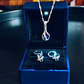 Ensemble de bijoux en argent – ​​Collier et boucles d'oreilles avec cristal de saphir bleu (Boîte avec lumière LED incluse) - vignette 5