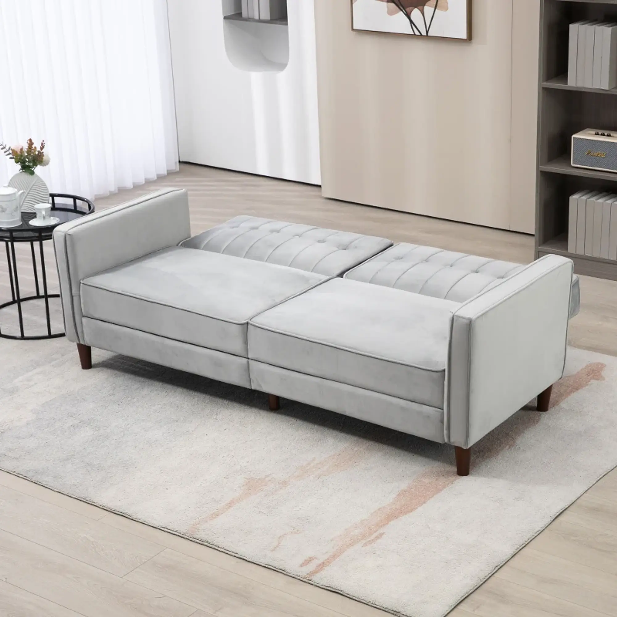 Sofá de 2 Lugares Convertível em Cama de Estofado  6