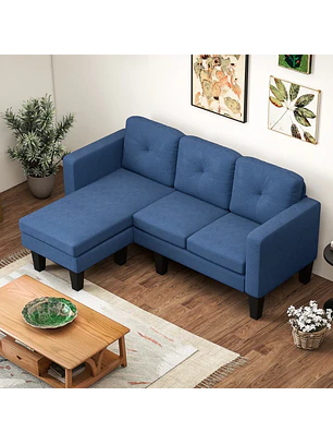 Sofá Chaise Longue Sofá em Forma de L Estofado em Poliéster