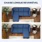 Sofá Chaise Longue Sofá em Forma de L Estofado em Poliéster - Thumbnail 12