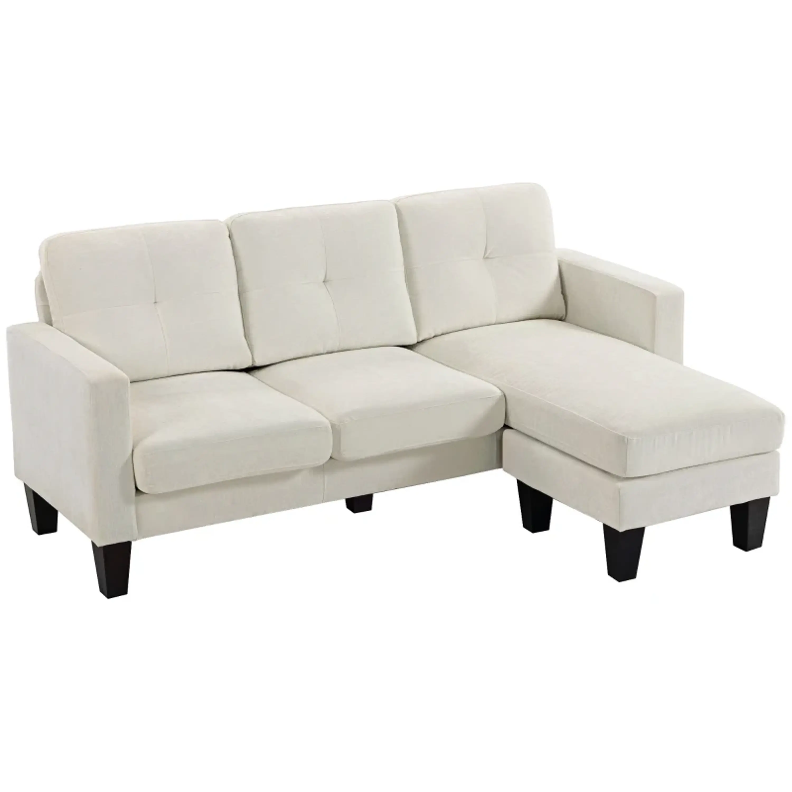 Sofá Chaise Longue Sofá em Forma de L Estofado em Poliéster 4