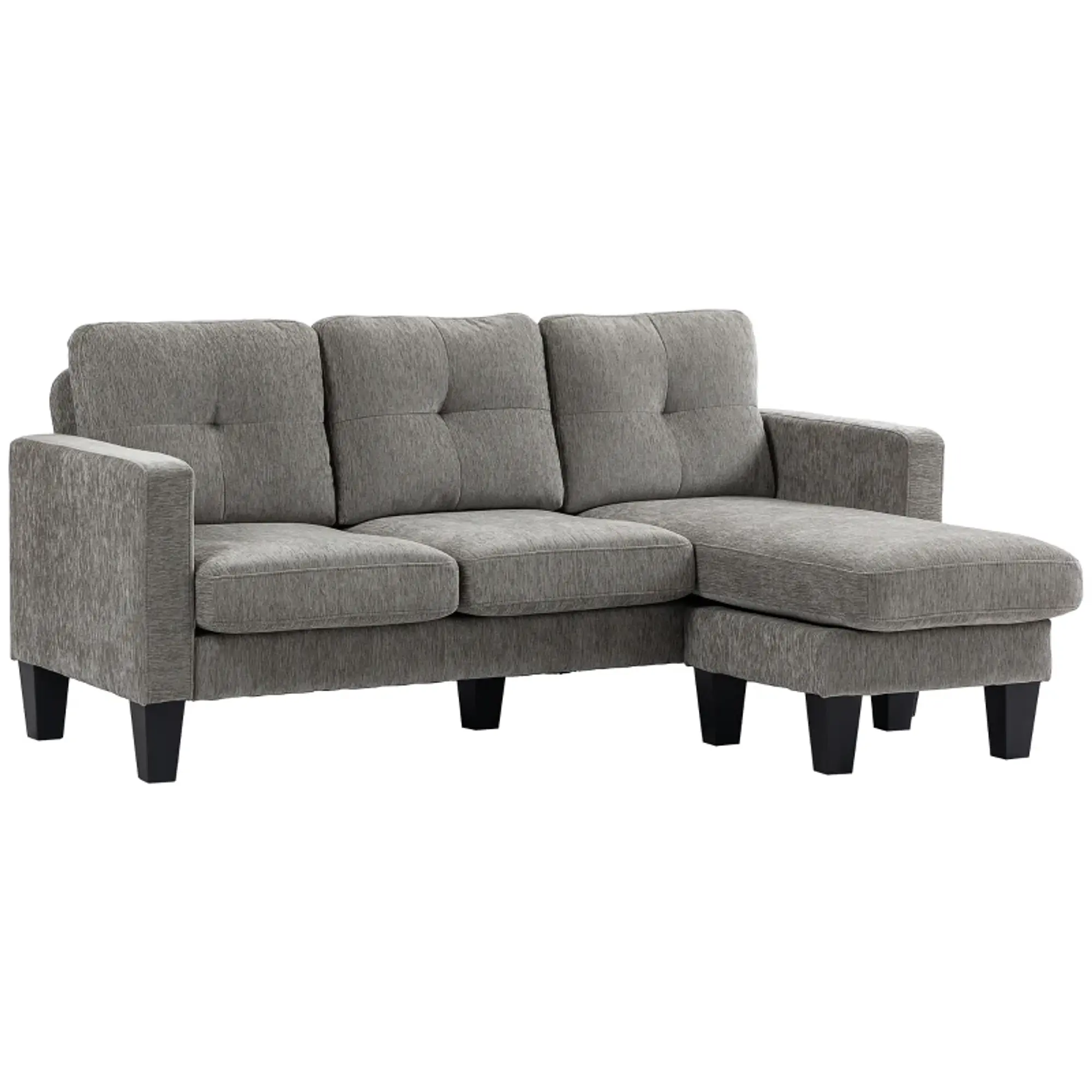 Sofá Chaise Longue Sofá em Forma de L Estofado em Poliéster 8