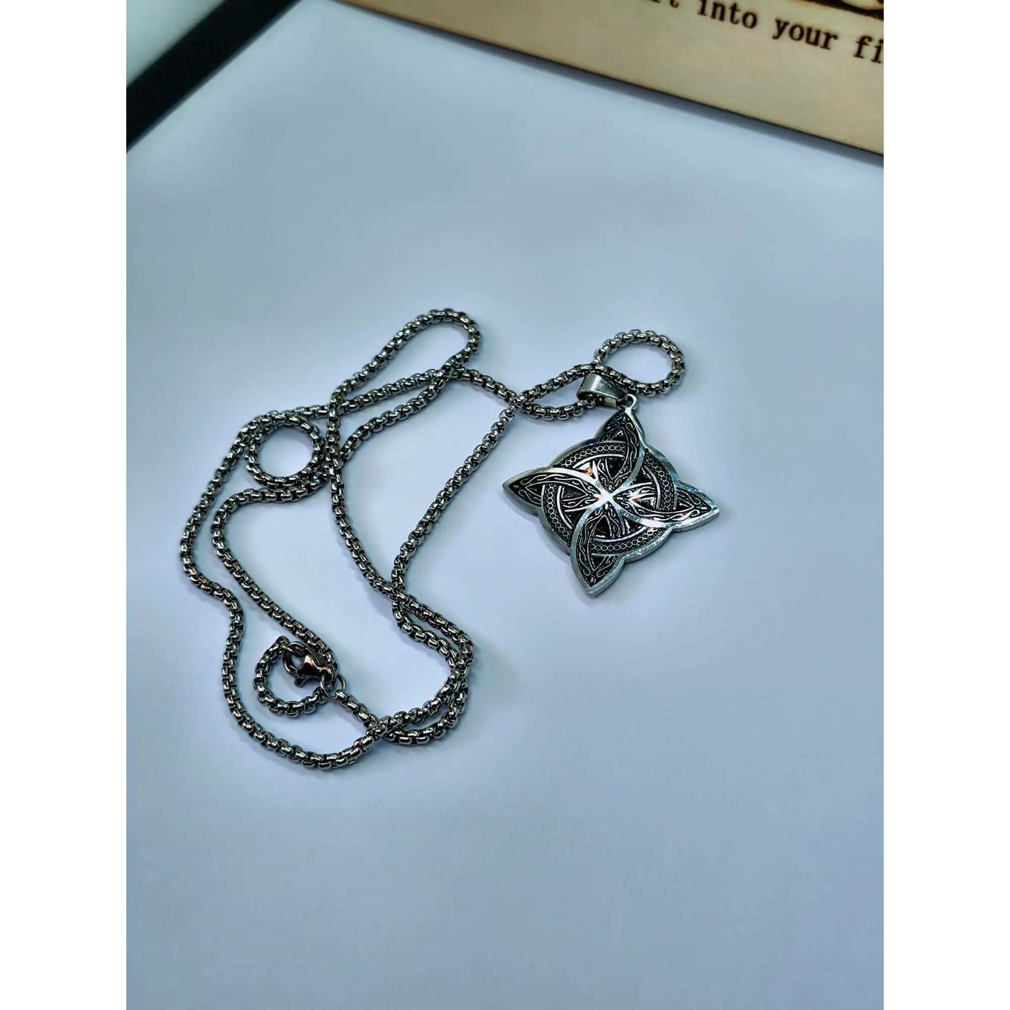 Stainless Steel Witch Knot Necklace - Celtic Protection Amulet 4