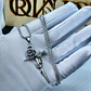 Necklace with Thorn Cross and Rose Pendant in Stainless Steel – Silver - thumbnail 1