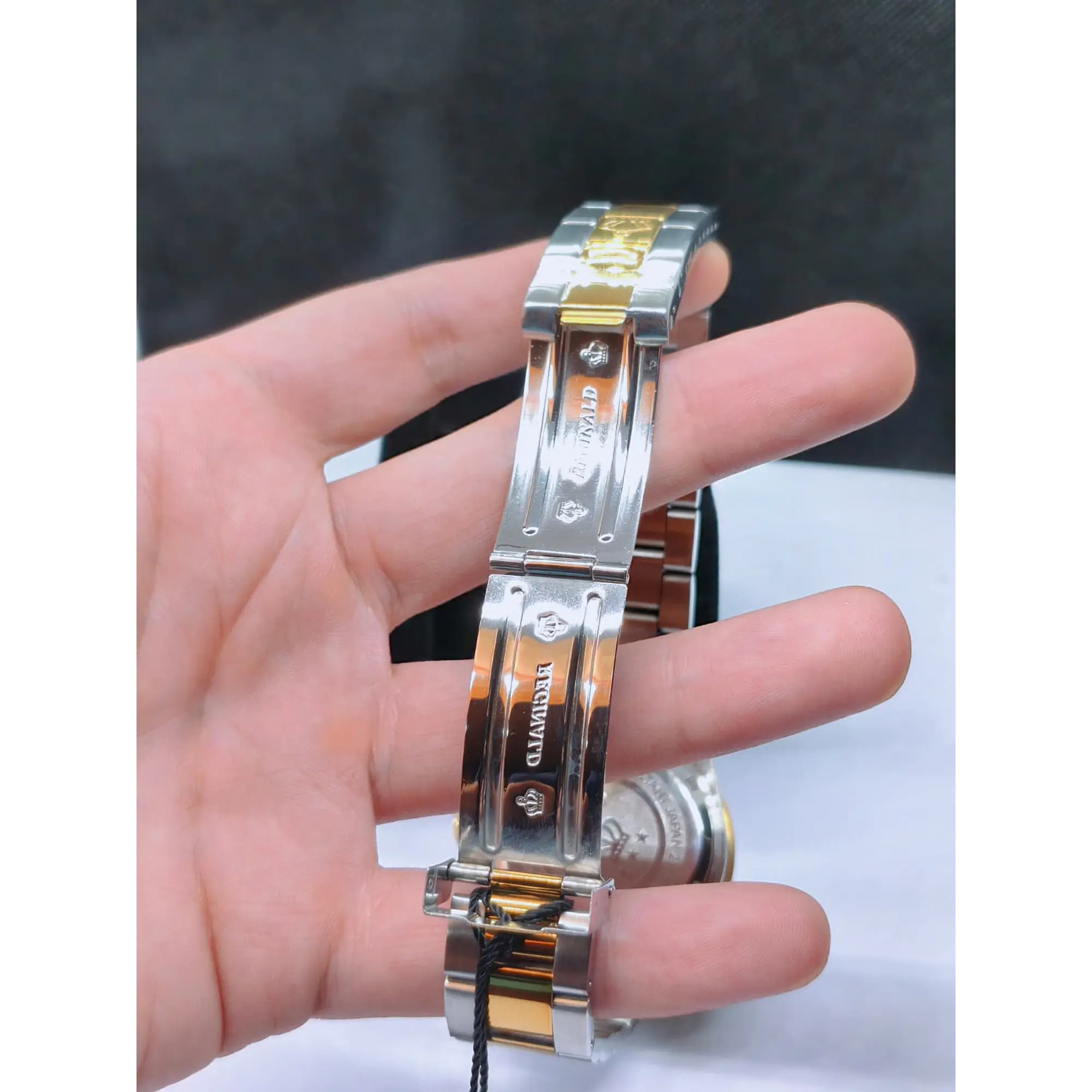 Relógio Masculino Clássico Bicolor Ouro/Verde – Estilo Luxo Mergulhador 6