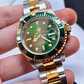 Relógio Masculino Clássico Bicolor Ouro/Verde – Estilo Luxo Mergulhador - Thumbnail 4