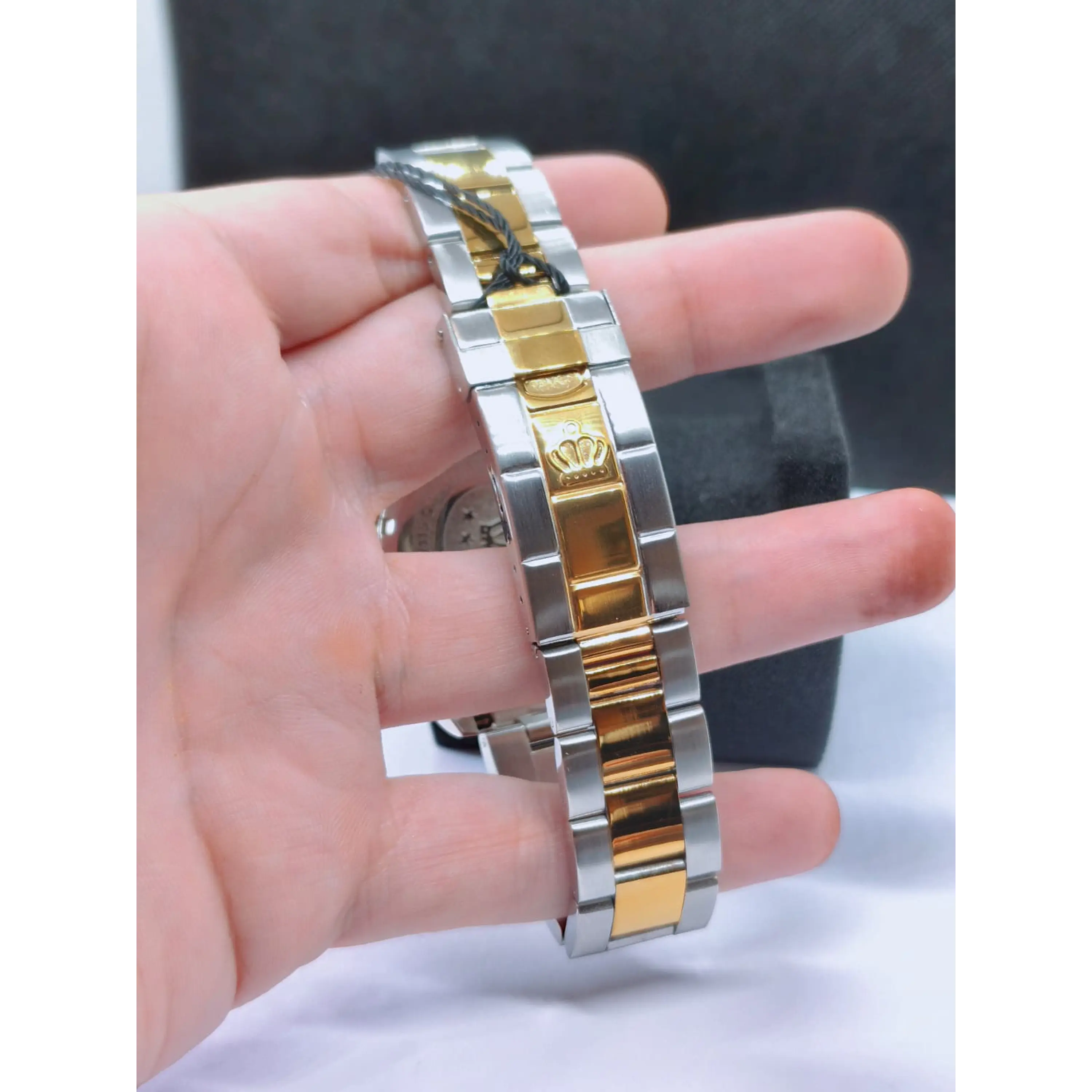 Relógio Masculino Clássico Bicolor Ouro/Verde – Estilo Luxo Mergulhador 5