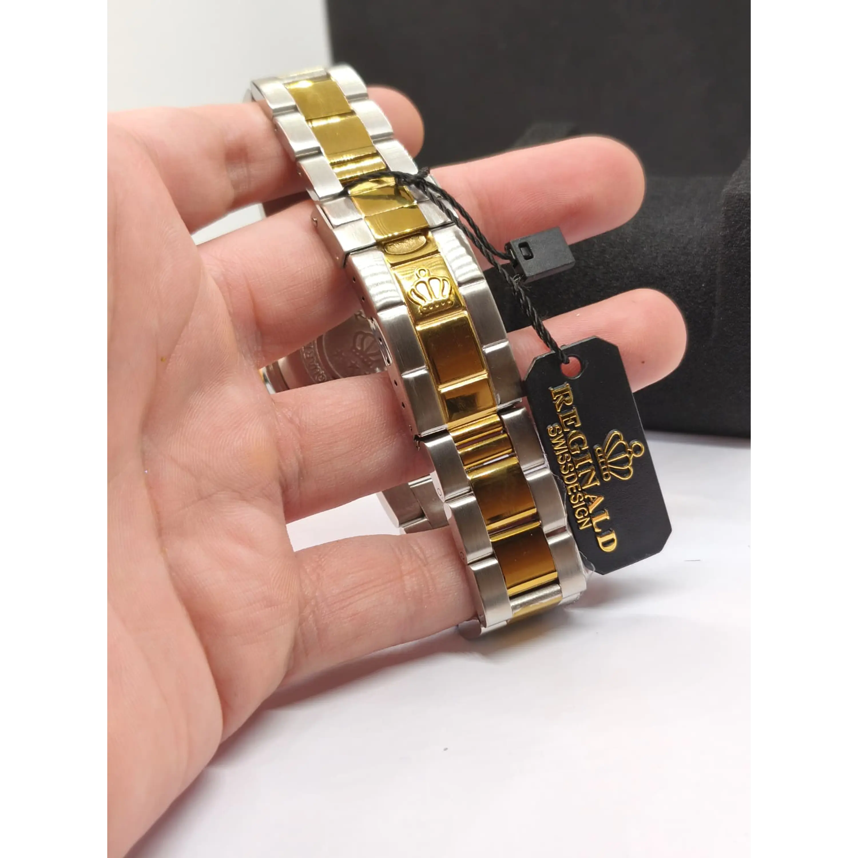 Relógio Masculino Clássico Bicolor Ouro/Azul – Estilo Luxo Mergulhador 2