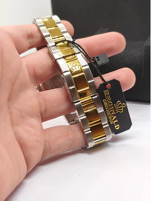 Relógio Masculino Clássico Bicolor Ouro/Azul – Estilo Luxo Mergulhador