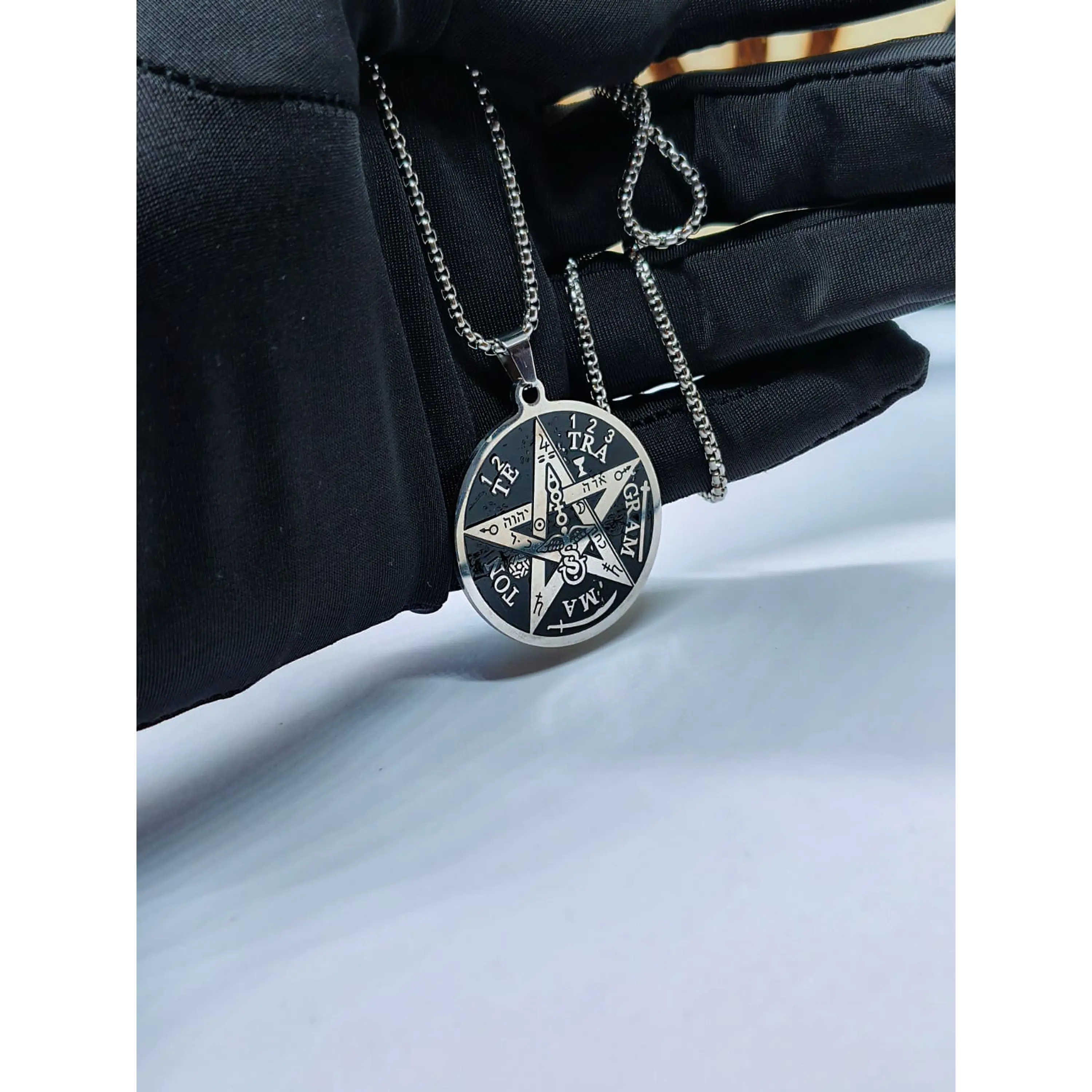 Stainless Steel Tetragrammaton Medal Necklace – Protection Amulet 4