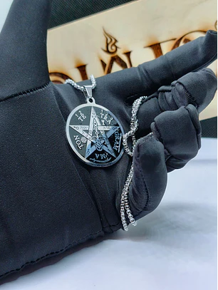 Colar Medalha Tetragrammaton em Aço Inoxidável – Amuleto de Proteção