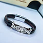 Bracelet pour homme en cuir tressé avec symbole viking Valknut et fermoir magnétique - vignette 11