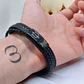 Men's Multilayer Black Leather Bracelet with Trident Magnetic Clasp - thumbnail 2