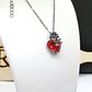 Collier cœur en cristal rouge avec rose noire/argent foncé - vignette 1