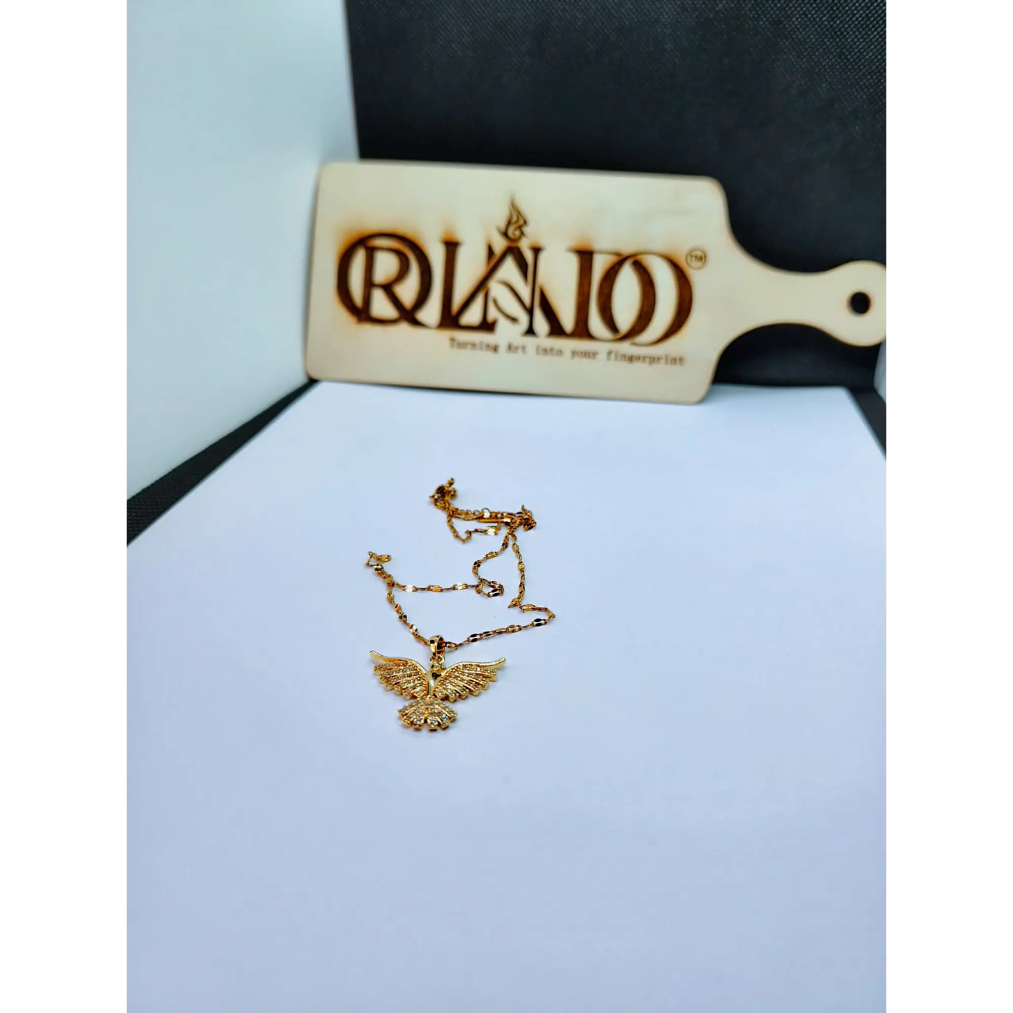 Colar Espírito Santo em Ouro (Pendente Ave Cravejado com Zircónias) 10