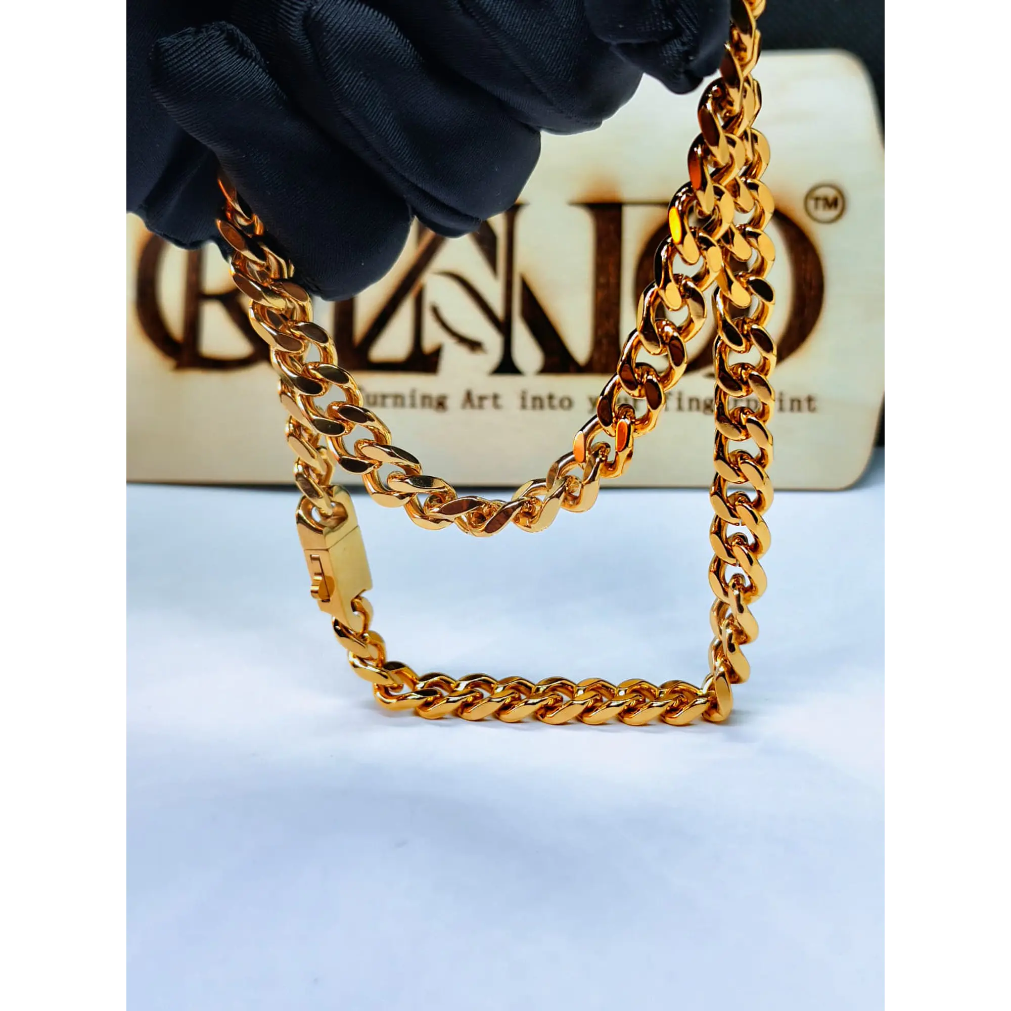 Corrente Masculina Cubana Dourada  – AÇO INOX  1