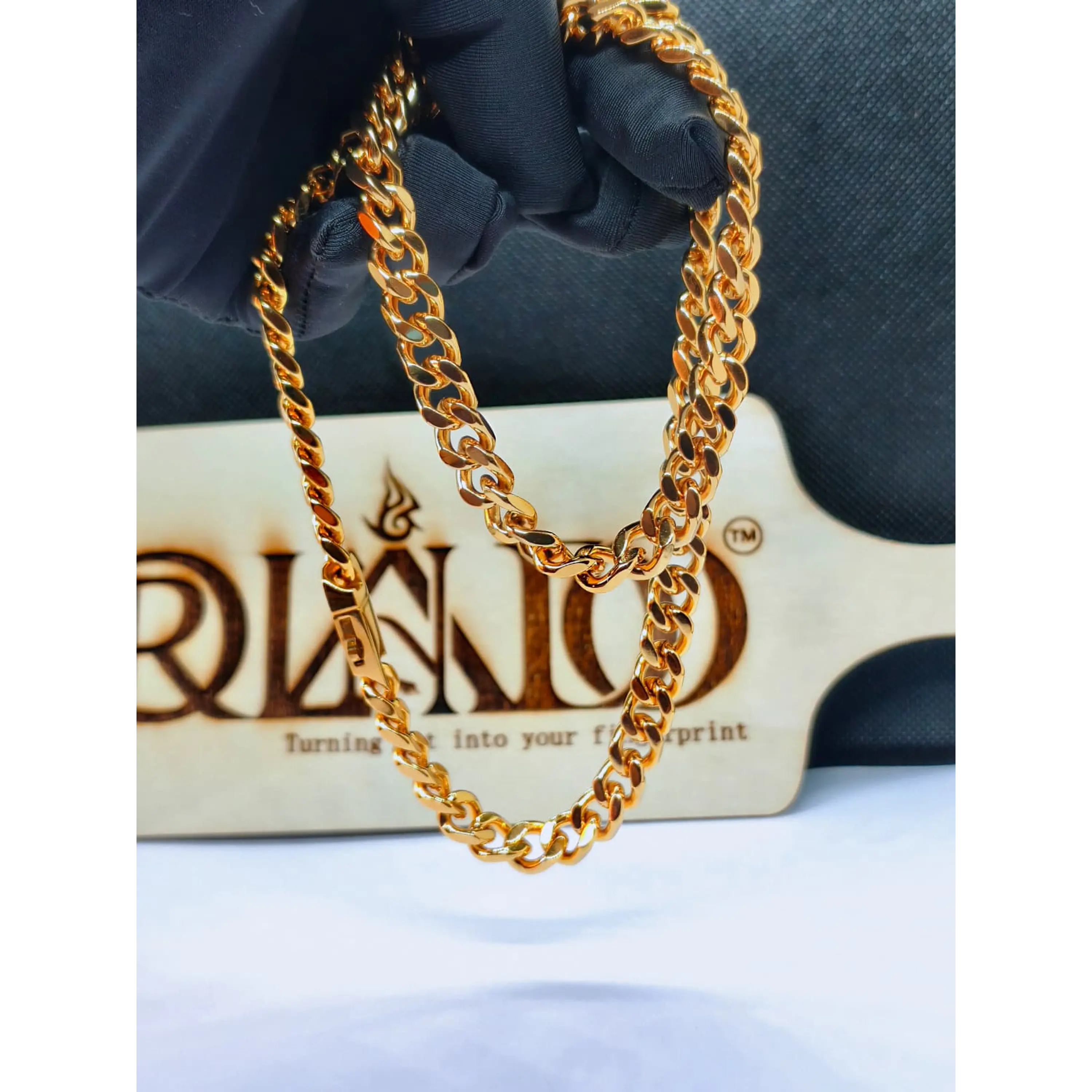Corrente Masculina Cubana Dourada  – AÇO INOX  4