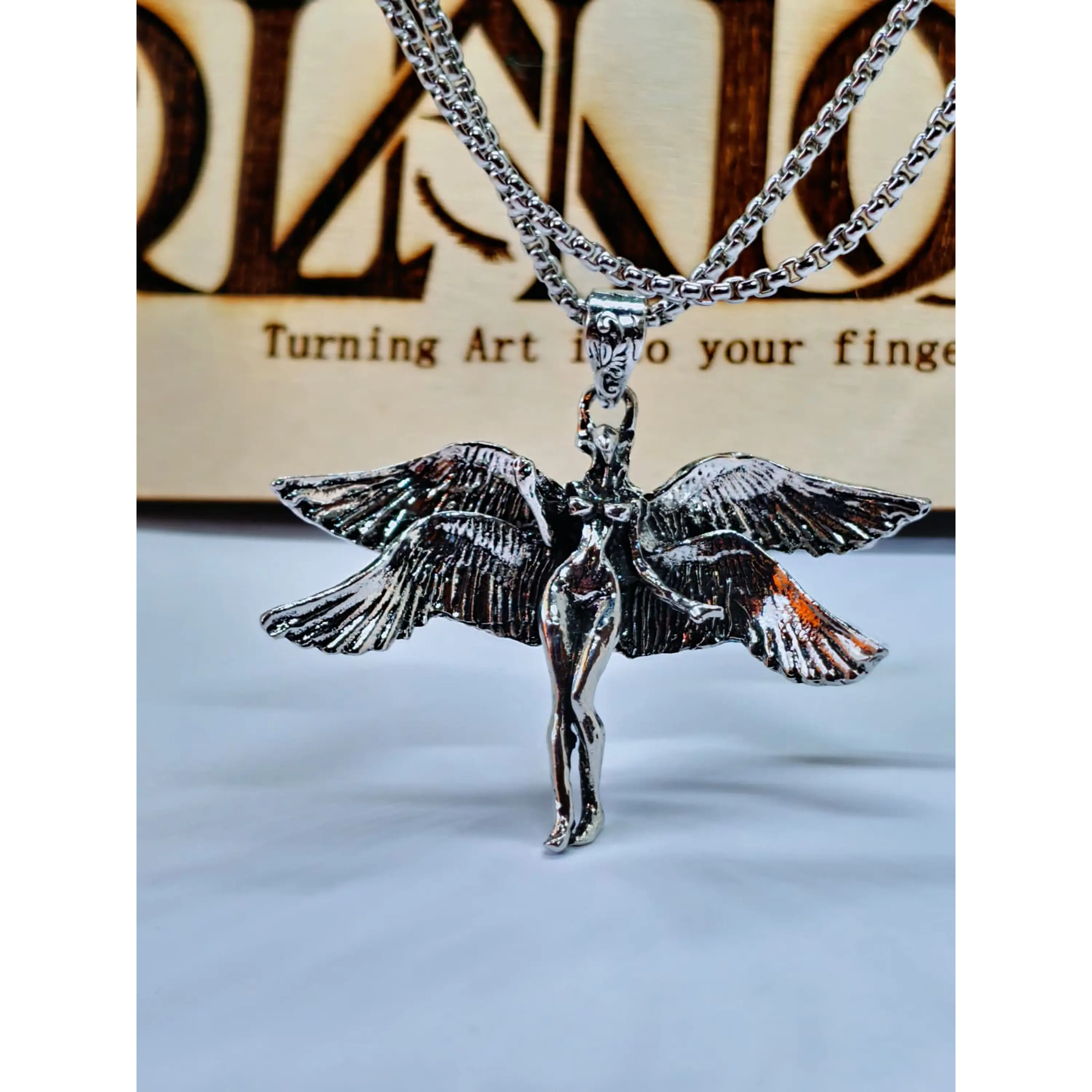 Gothic She Angel stainless steel chain 2