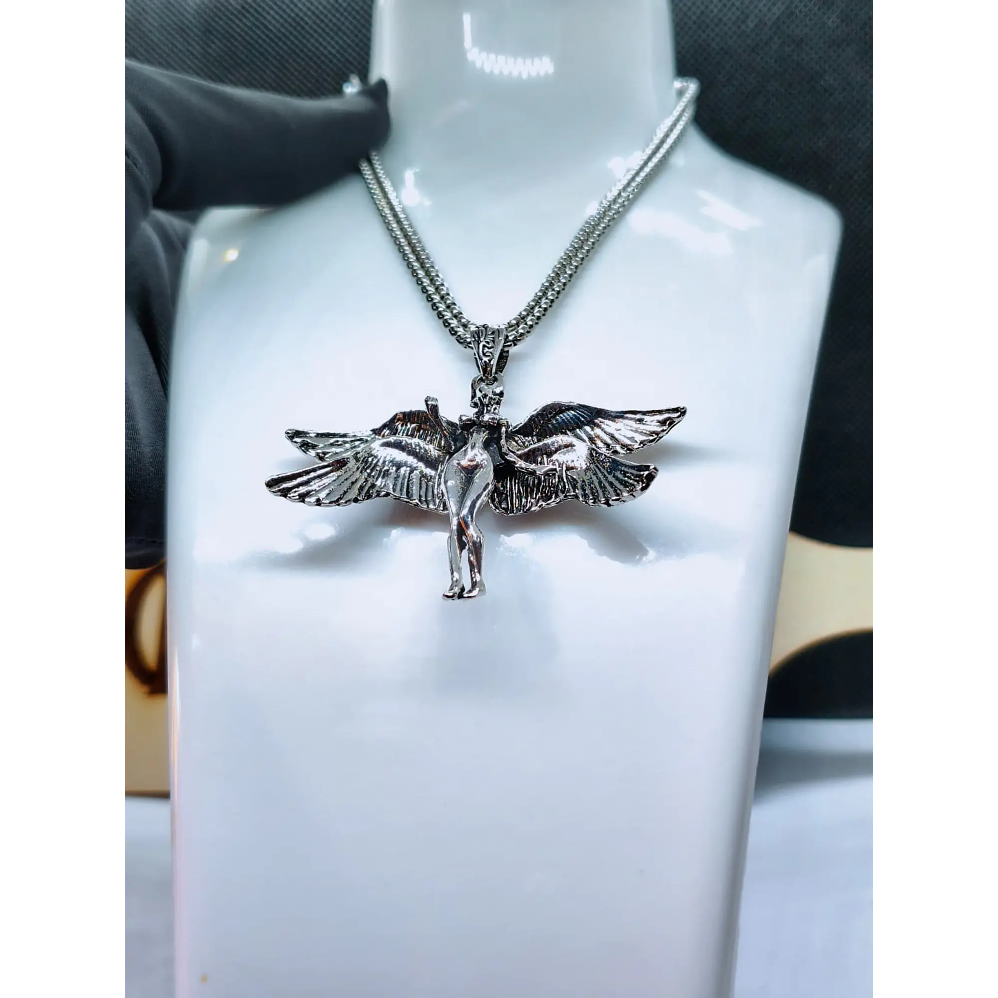 Gothic She Angel stainless steel chain 5