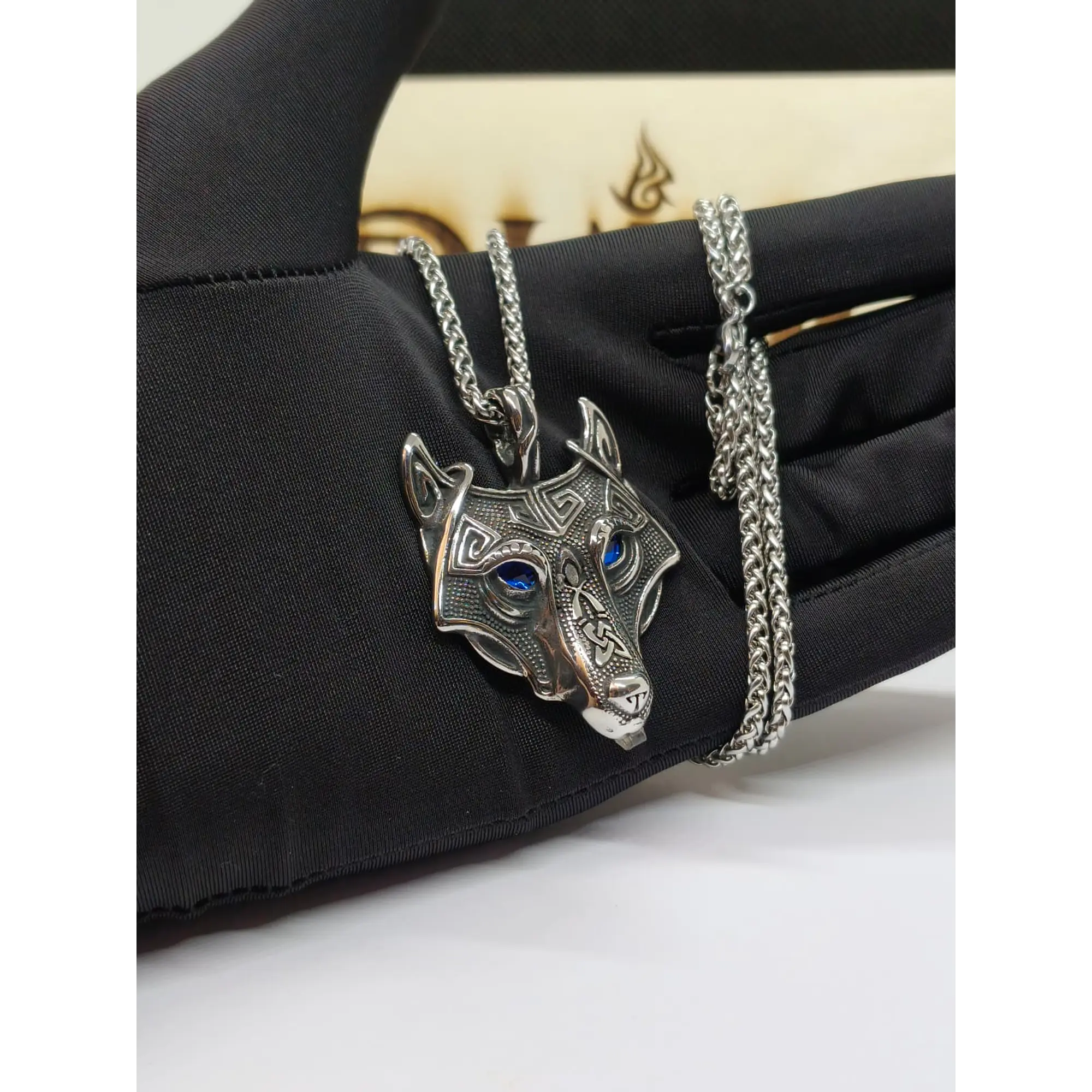 Viking Wolf chain with 316L stainless steel pendant - Model 5 6