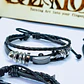 Pack 4 Pulseiras de Couro Sintético Ajustáveis – Estilo Punk, Rock e Casual (Preto) - Thumbnail 5