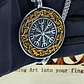 Colar Amuleto Viking Helm of Awe com Inscrição Valhalla – Aço Inoxidável - Thumbnail 2