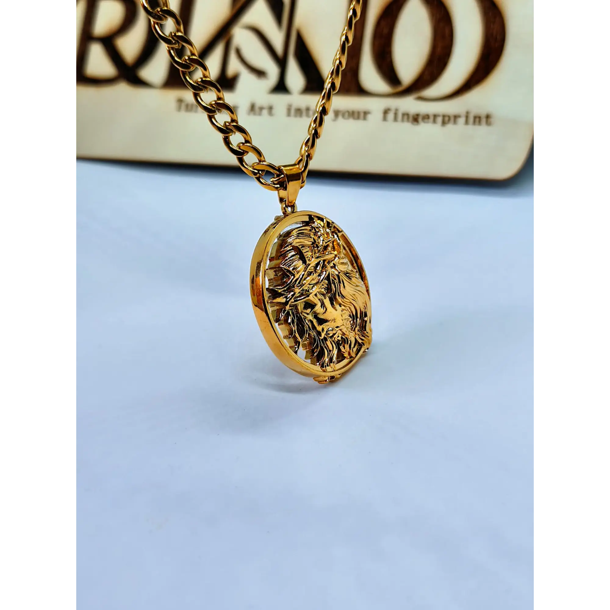 Medalha Face de Cristo em Alto Relevo com Corrente Elo Grumet/Baiano 7