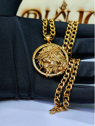 Medalha Face de Cristo em Alto Relevo com Corrente Elo Grumet/Baiano