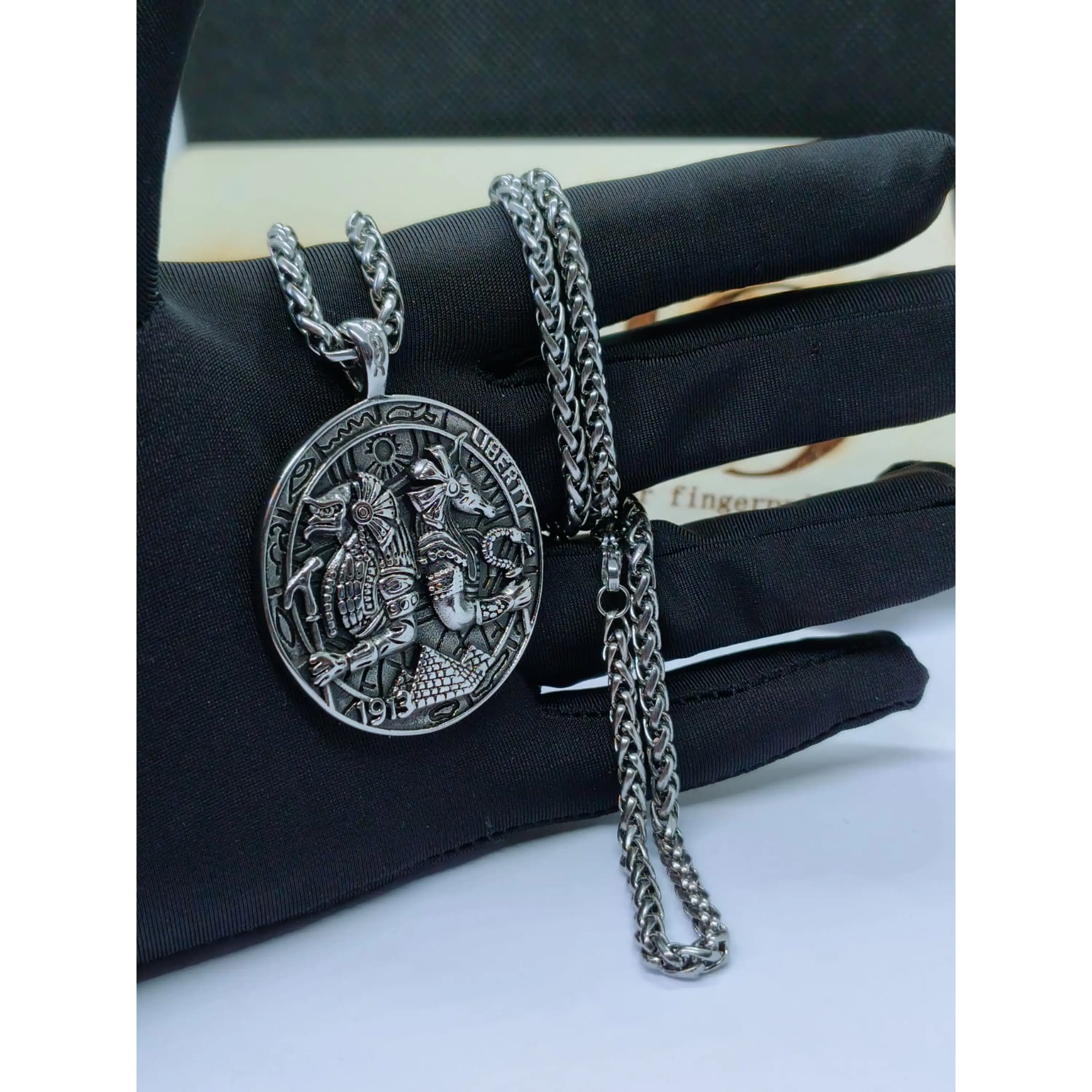Medalha Mitologia Egípcia e Anunnaki – Prateado em Aço Inoxidável 8