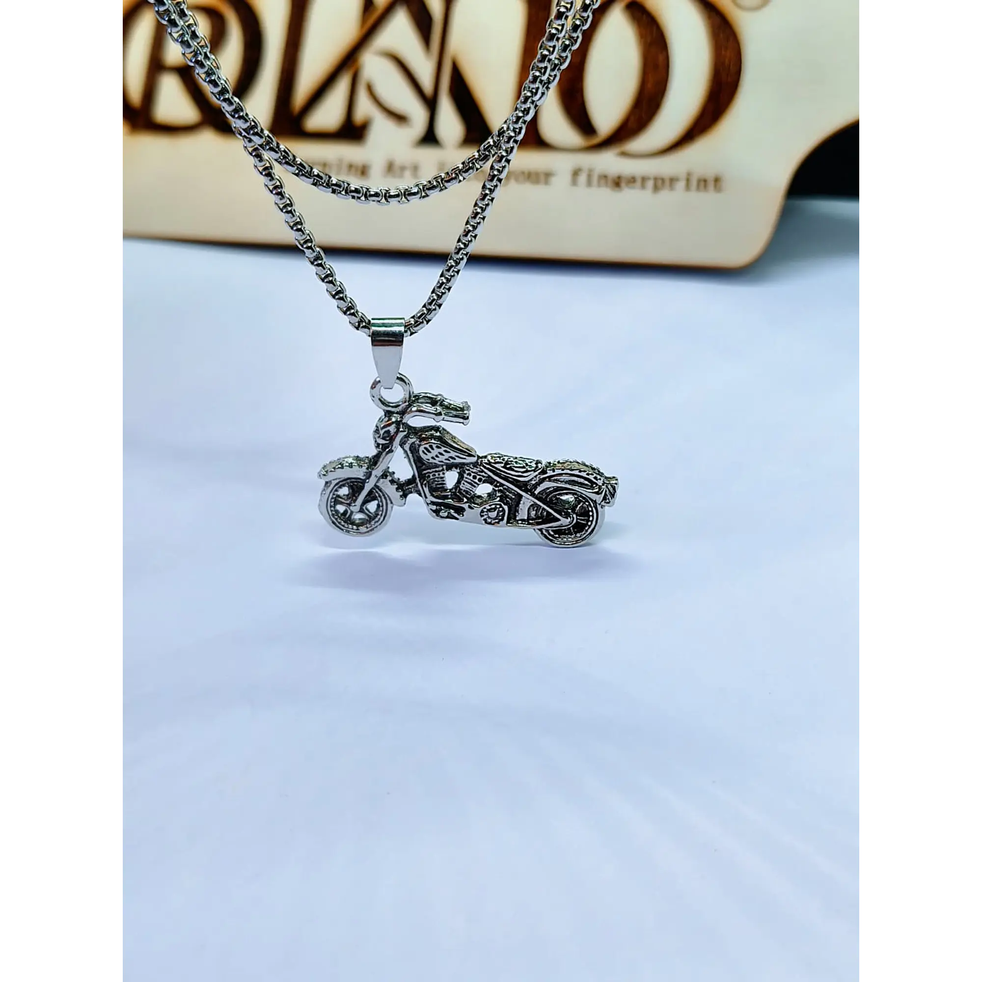 Colar Motard Harley em aço inox prateado 7