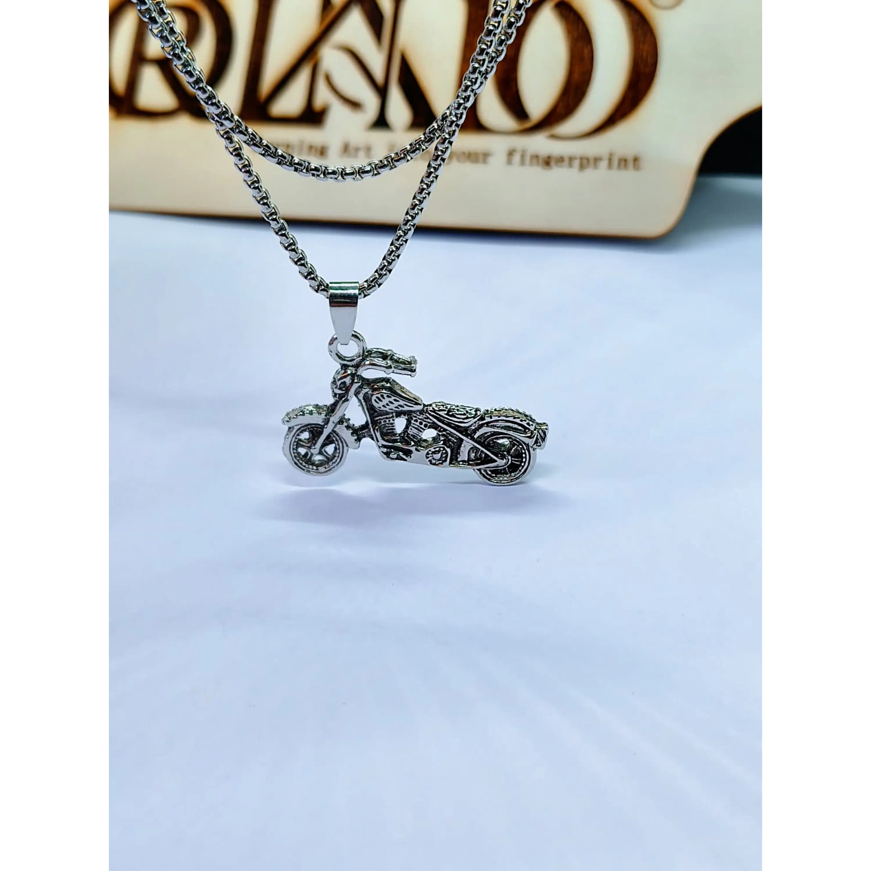 Colar Motard Harley em aço inox prateado 7