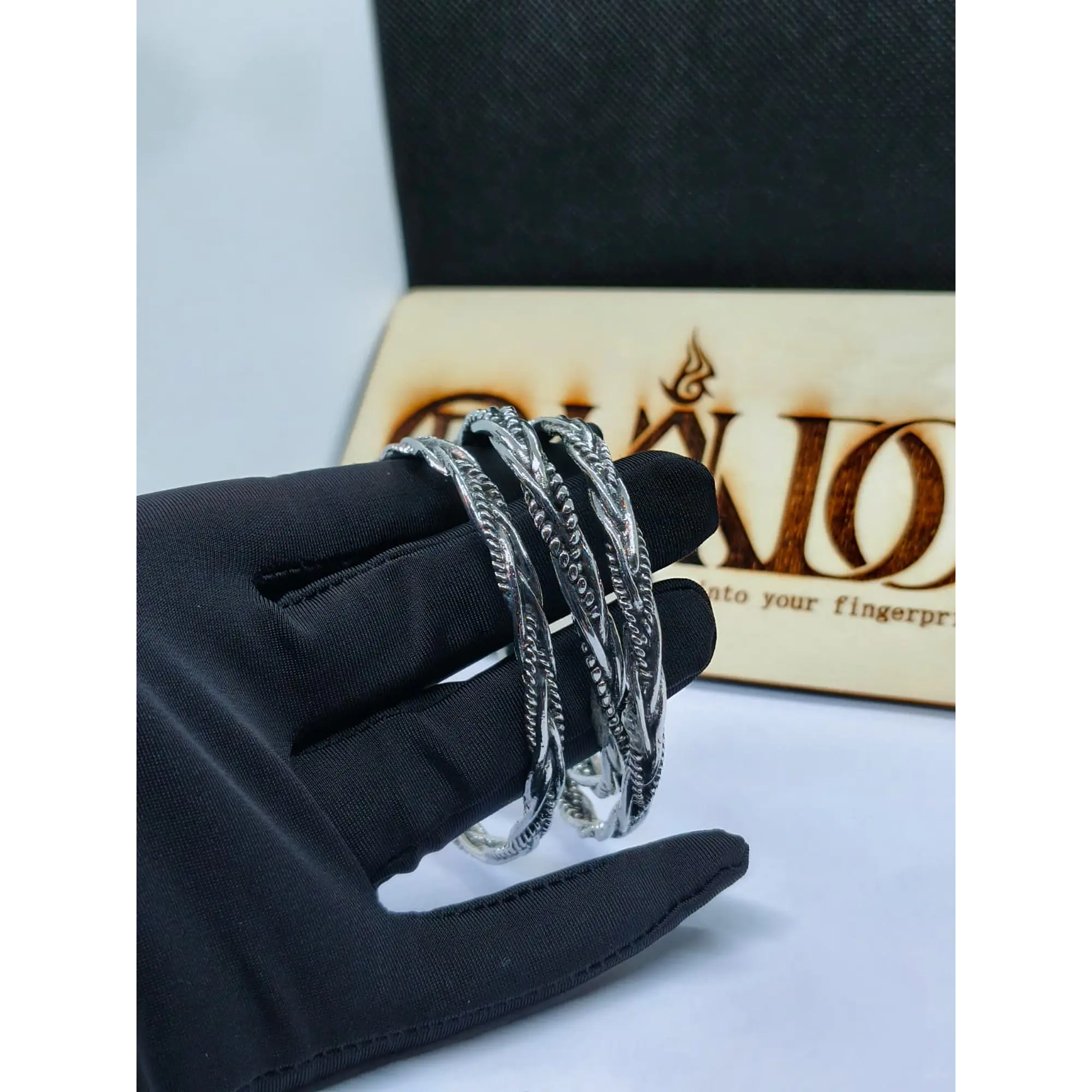 Conjunto 3 Braceletes Rústica Prateada Ajustáveis 3