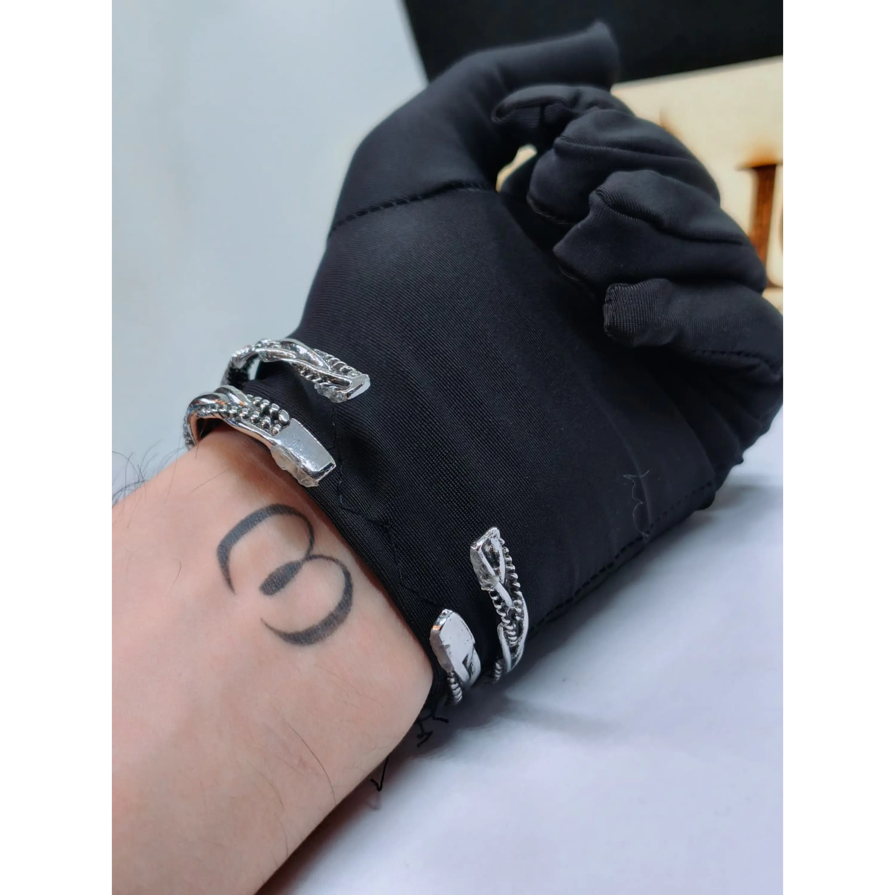 Conjunto 3 Braceletes Rústica Prateada Ajustáveis 6
