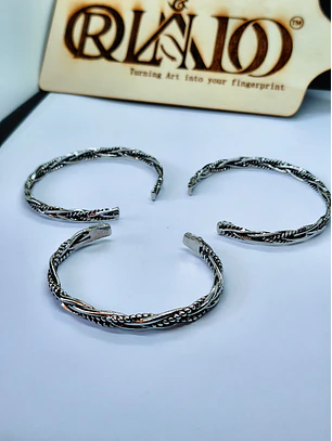 Conjunto 3 Braceletes Rústica Prateada Ajustáveis